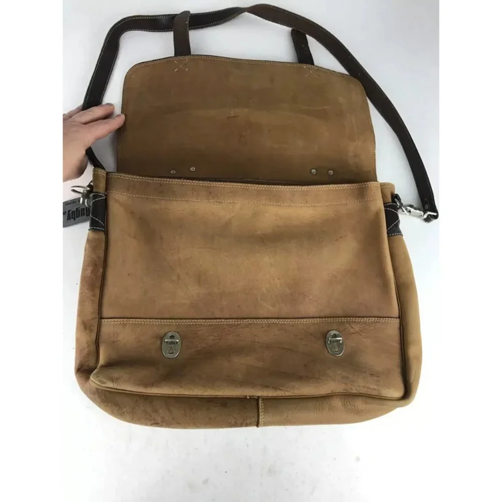 Rugby North America Unisex Adult Brown Leather Shoulder‎ Strap Messenger Bag